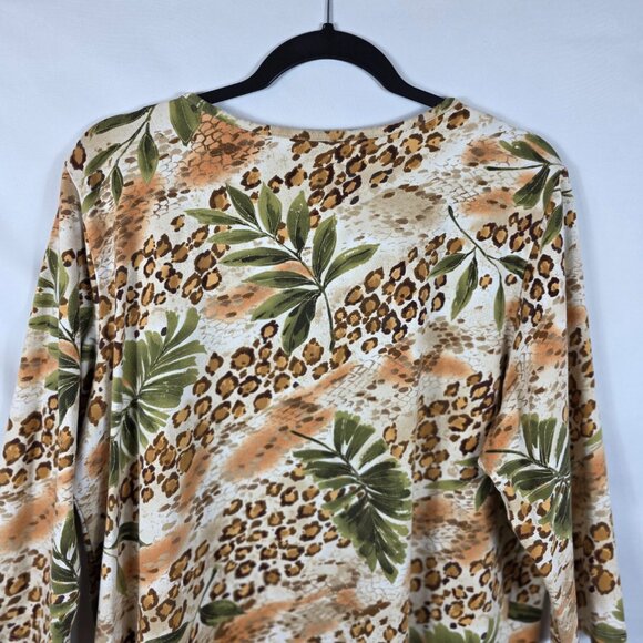 Alfred Dunner Top Tee Blue Women's Size Large Brown & Green Animal/Jungle Print - Picture 10 of 11
